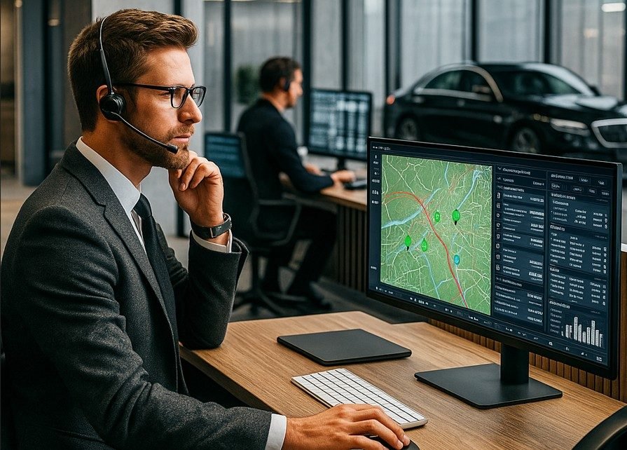 Town Car 24/7 operations desk monitoring executive transportation services